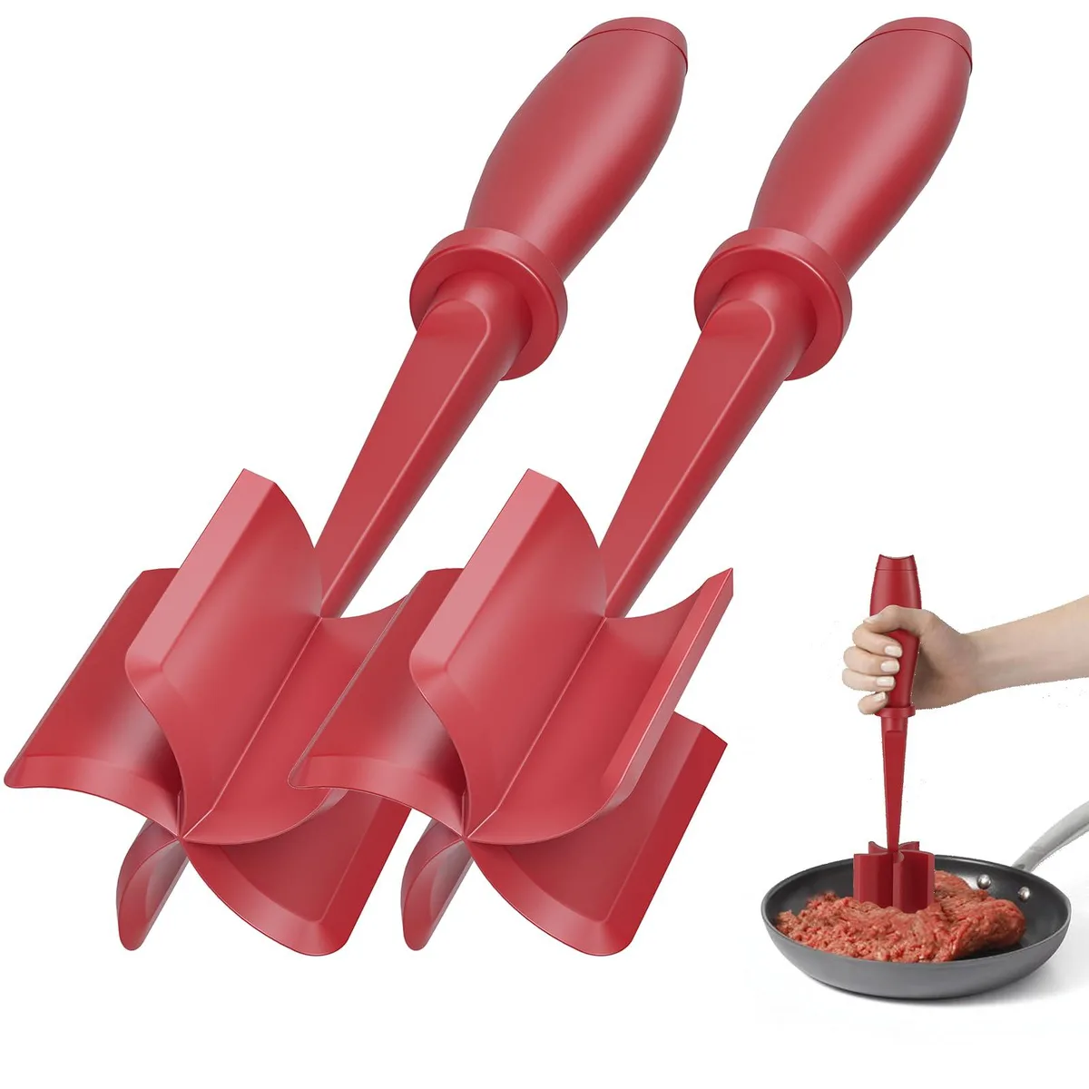 Red nylon 5-blade meat chopper, 12-pack