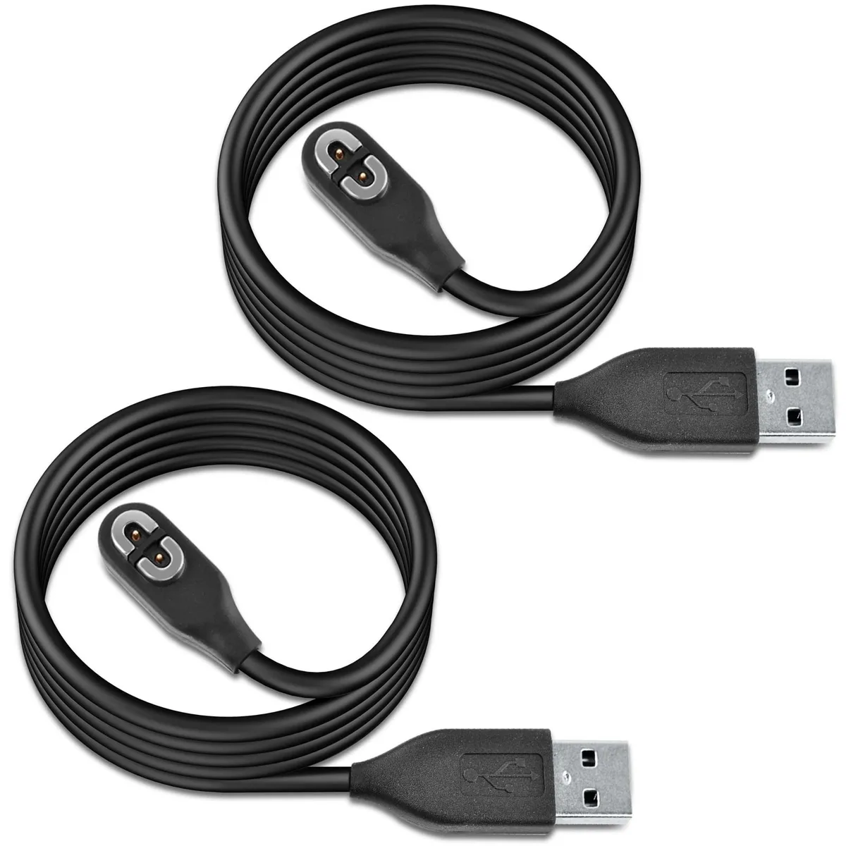 Two black magnetic USB-A charging cables coiled together