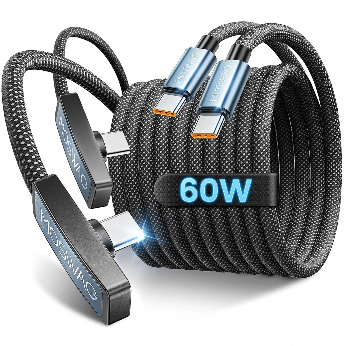 SAMSUNG Samsung Gala USB-C to USB-C Cable 100W 90° 6.6 ft Orange 2-Pack — product photo