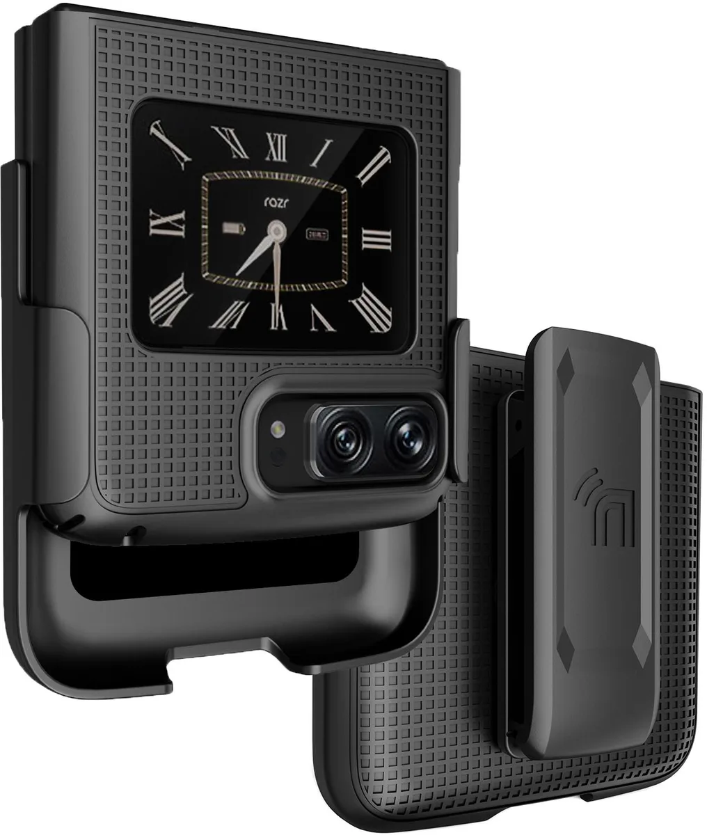 Nakedcellphone Nakedcellphone Grid Case + Holster Combo for Motorola RAZR 3 5G (2022) Black 13-position clip — product photo