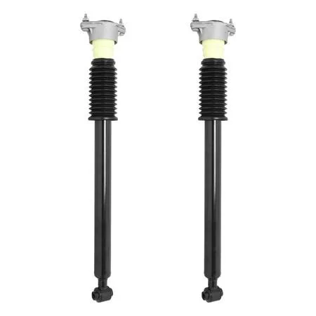Unity rear shock absorber kit, pair of silver metal cylinder shocks with mounting hardware