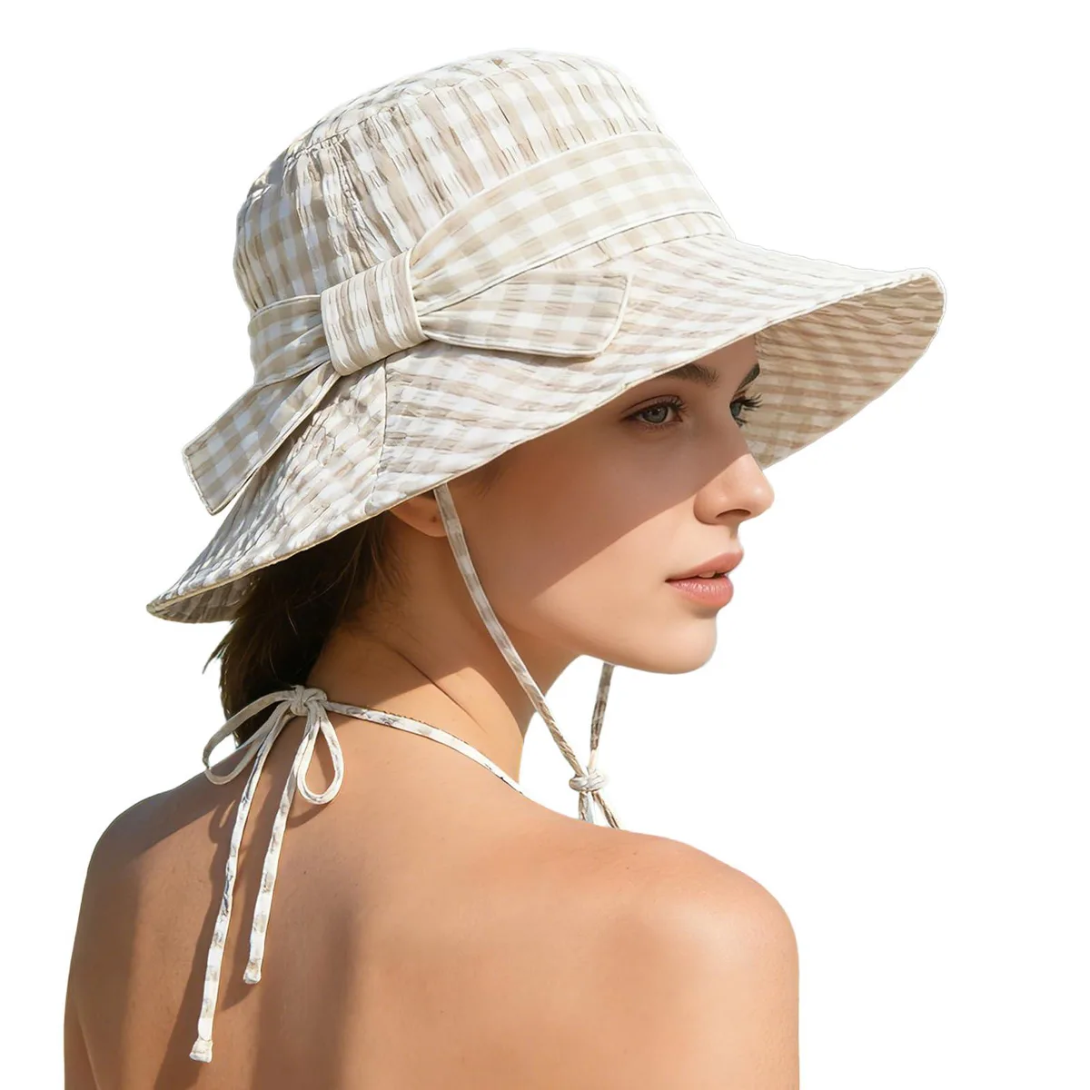  YF2412-Beige Packable Sun Hat 80% Cotton 20% Polyester — product photo