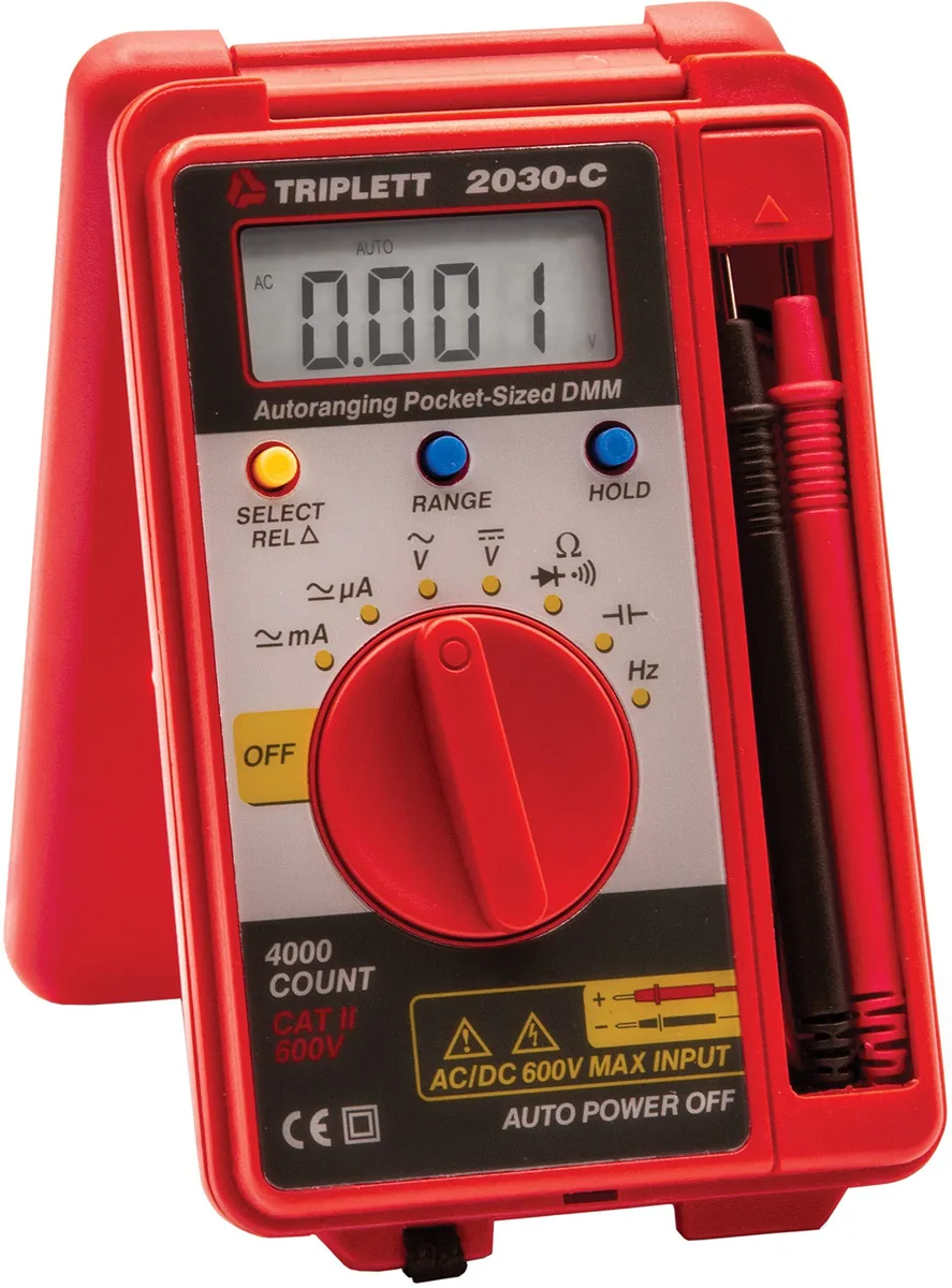 Pocket digital multimeter 2030 with large 4000 count display and test leads