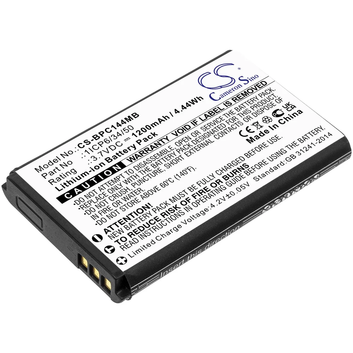 Cameron &amp; Co Cameron &amp; Co Battery DS-CS-BPC144MB 3.7V 1200mAh 1.2Ah Li-ion Black — product photo