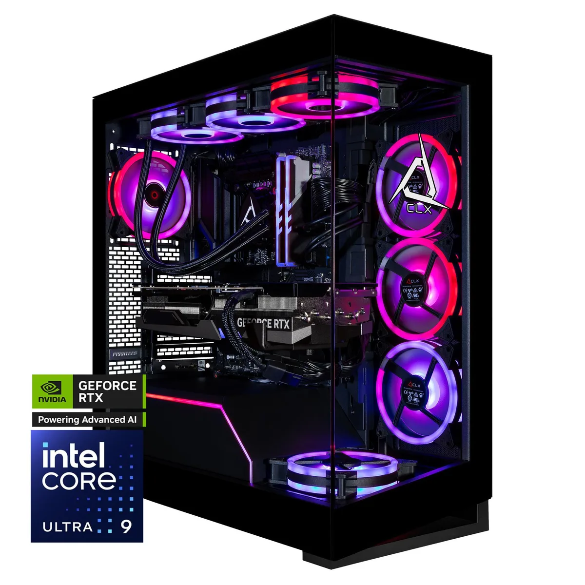CLX Gaming CLX Gaming TGMHORRTU5103BM gaming PC Intel Core Ultra 9 285K 96GB DDR5 RTX 5080 16GB GDDR7 2TB NVMe 8TB HDD — product photo