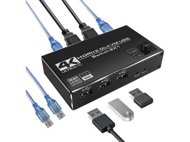 LORDWORLD LORDWORLD 2 Port HDMI KVM Switch 4K@60Hz 4xUSB 2.0 — product photo