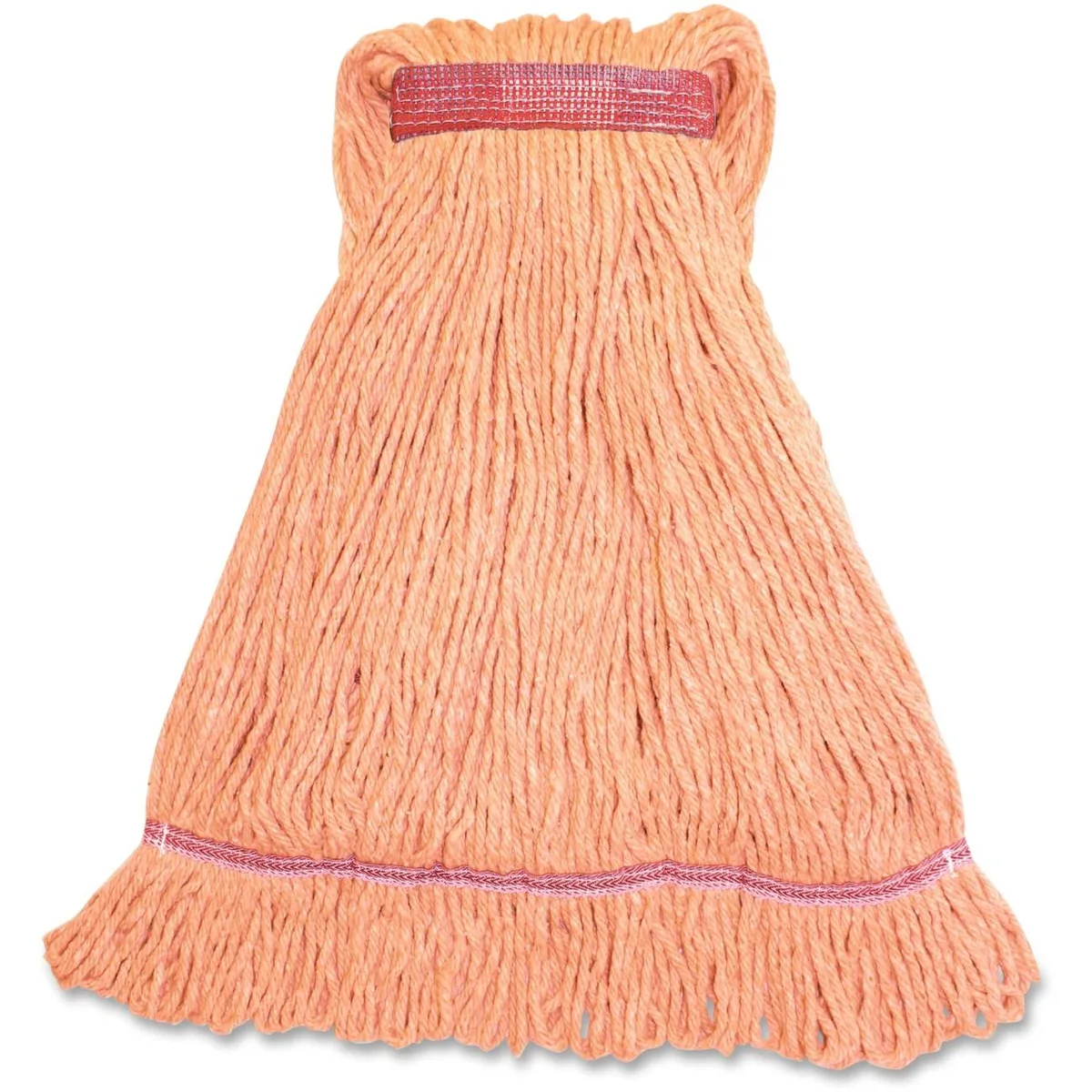 Orange narrow-band looped-end wet mop with rayon cotton blend yarn 12 oz