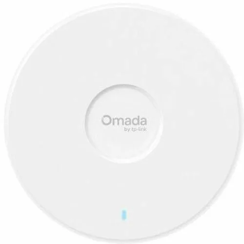 White square ceiling-mounted wireless access point with smooth matte finish and subtle ventilation slots