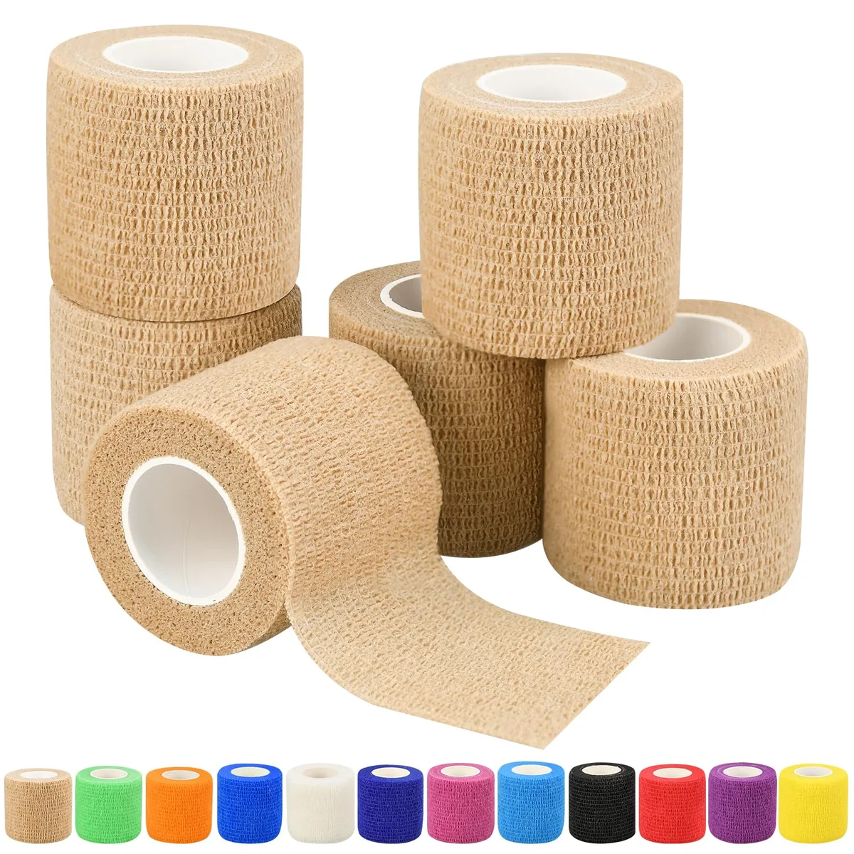  RUBY.Q Self Adhesive Bandage Wraps 6pcs 2in 5yd Skin Color — product photo