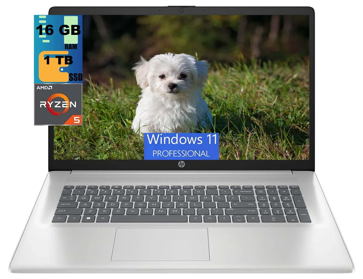 HP HP 17 laptop Ryzen 5 7430U 16GB 1TB Silver — product photo
