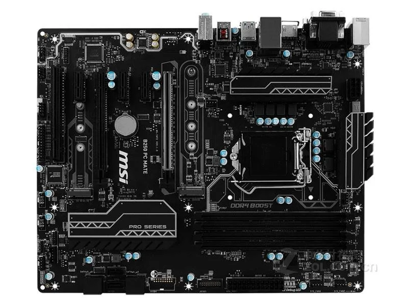 ATX motherboard, black PCB, silver heatsinks, LGA 1151 socket, DDR4 slots, PCIe x16 and x1 slots, rear I/O with USB Type-C and Type-A