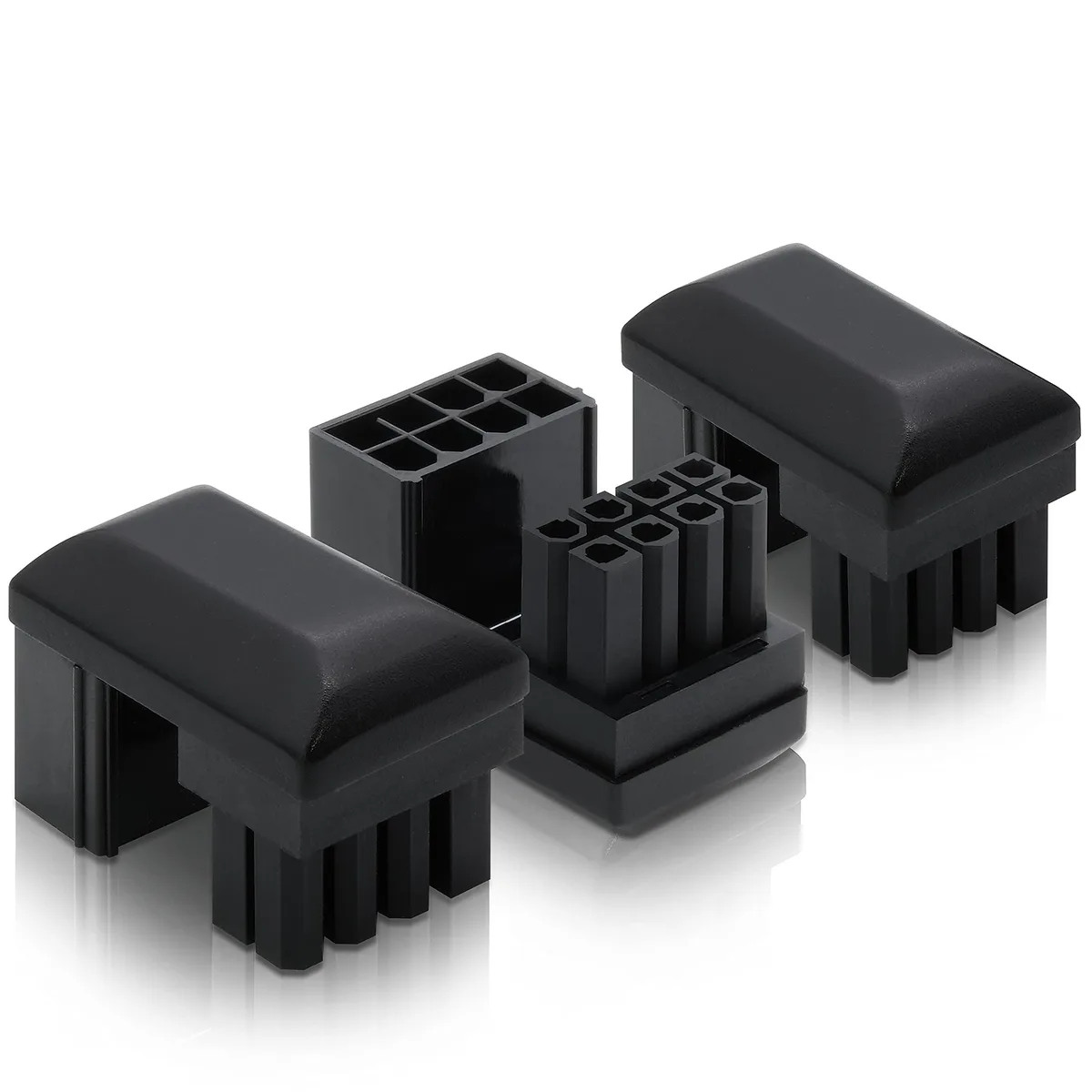 Three black right-angle PCIe 8-pin power adapters