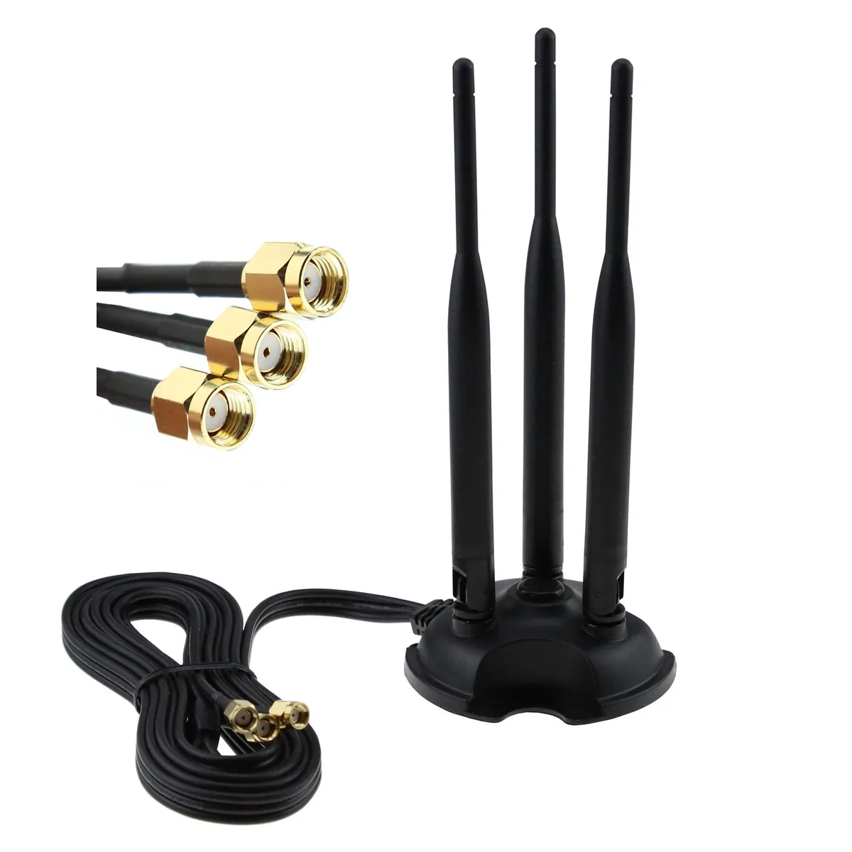 Werleo Werleo 2.4 / 5.0 / 5.8 GHz 3 x 6 dBi SMA magnetic network antenna — product photo