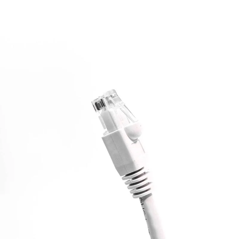 White Cat6A Ethernet cable, ten feet long, moulded strain-relief boots