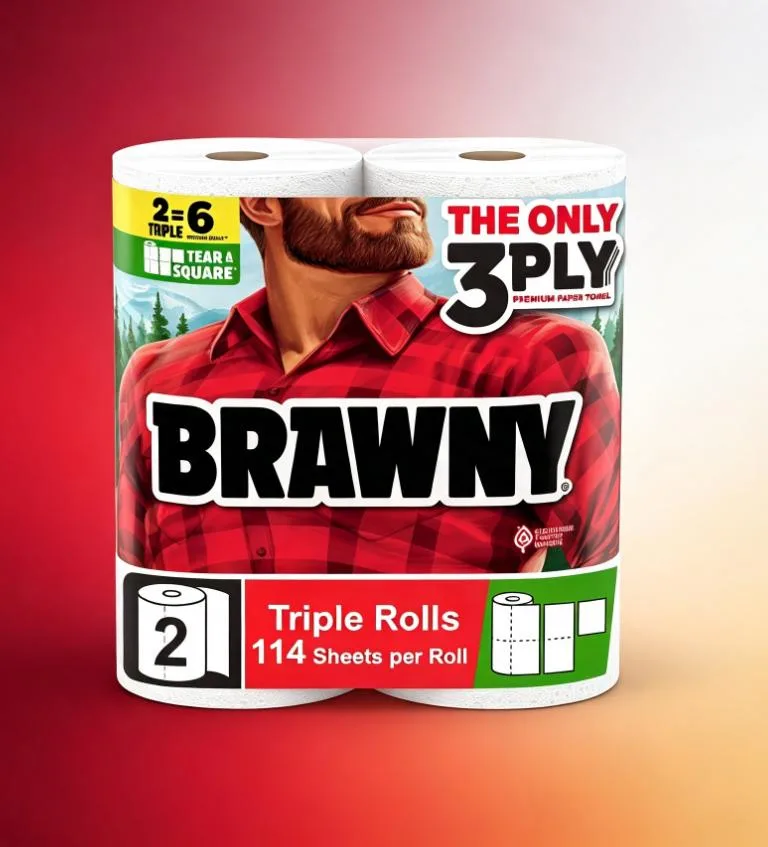 None Continuous None Continuous Brawny 3-Ply Tear-A-Square Paper Towels 2 Triple Rolls 228 Sheets — product photo