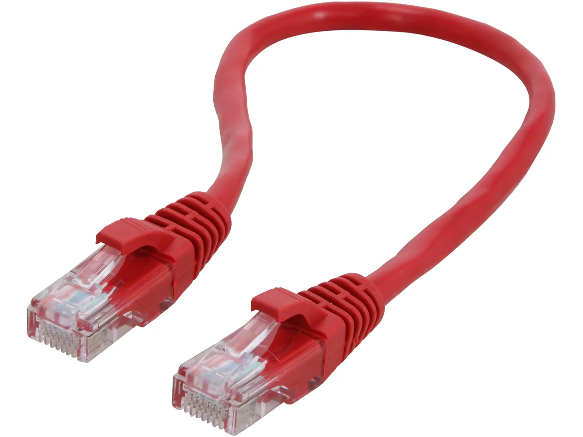 Cables To Go Cables To Go 26968 Cat5e network ethernet cable Red 1 ft .30 m 24 AWG 50 micron gold — product photo