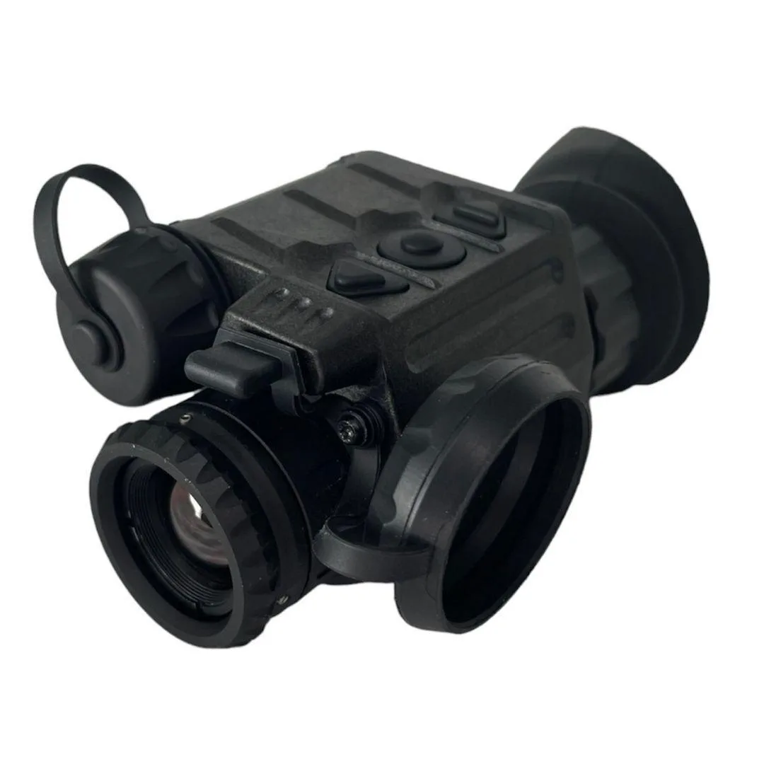 Compact grey thermal monocular with mini-rail and three-button controls