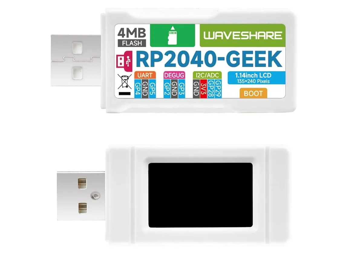 LORDWORLD LORDWORLD RP2040 Geek Development Board 1.14inch 240x135 65K LCD White Case — product photo