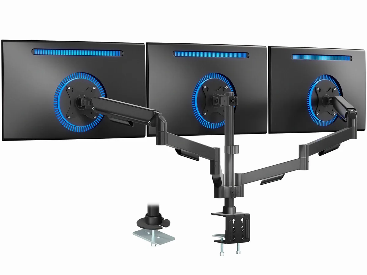VIVO VIVO Triple Monitor Desk Mount 2 Mechanical Arms + 1 Fixed 17-27 — product photo