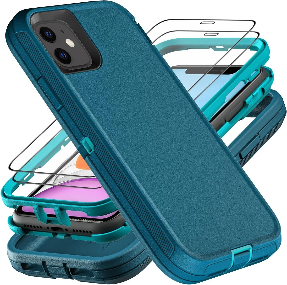PISKEKAT PISKEKAT iPhone 11 Case Blue/Turquoise with 2 Screen Protectors — product photo