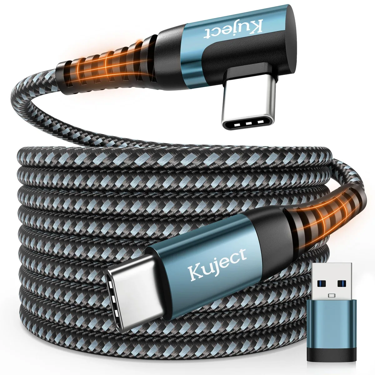  Kuject USB-C Link Cable 20FT Grey Nylon Braided 5Gbps — product photo