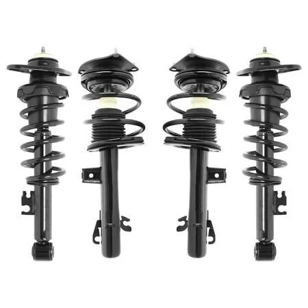 Unity complete strut assembly kit four silver metal units with coiled springs and top mounts