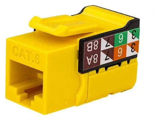 Vertical Cable Vertical Cable CAT6 RJ45 Keystone Jack V-Max Yellow 50 pack 352-V2722/YL — product photo