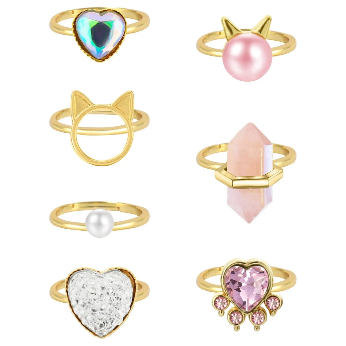  NEWITIN NE2997 Crystal Ring Set 7 Pieces Adjustable — product photo