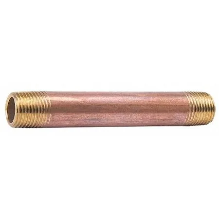Short brass pipe nipple with threaded ends