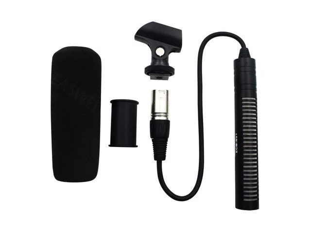 Black superdirectional microphone with tapered barrel and windscreen, replaces Sony ECM-NV1 DSR-PD170