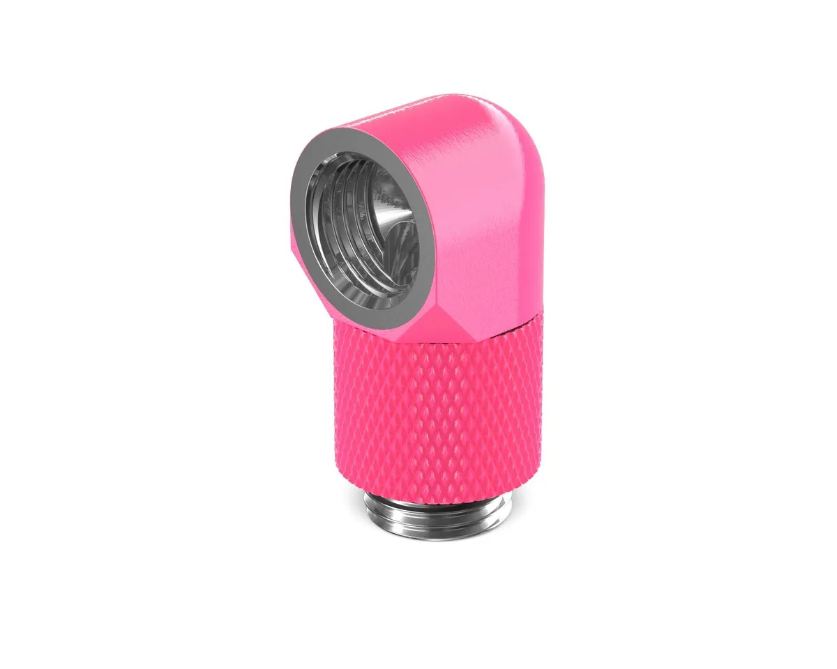PrimoChill PrimoChill G1/4 90° Rotary 15mm Extension Elbow Fitting UV Pink — product photo