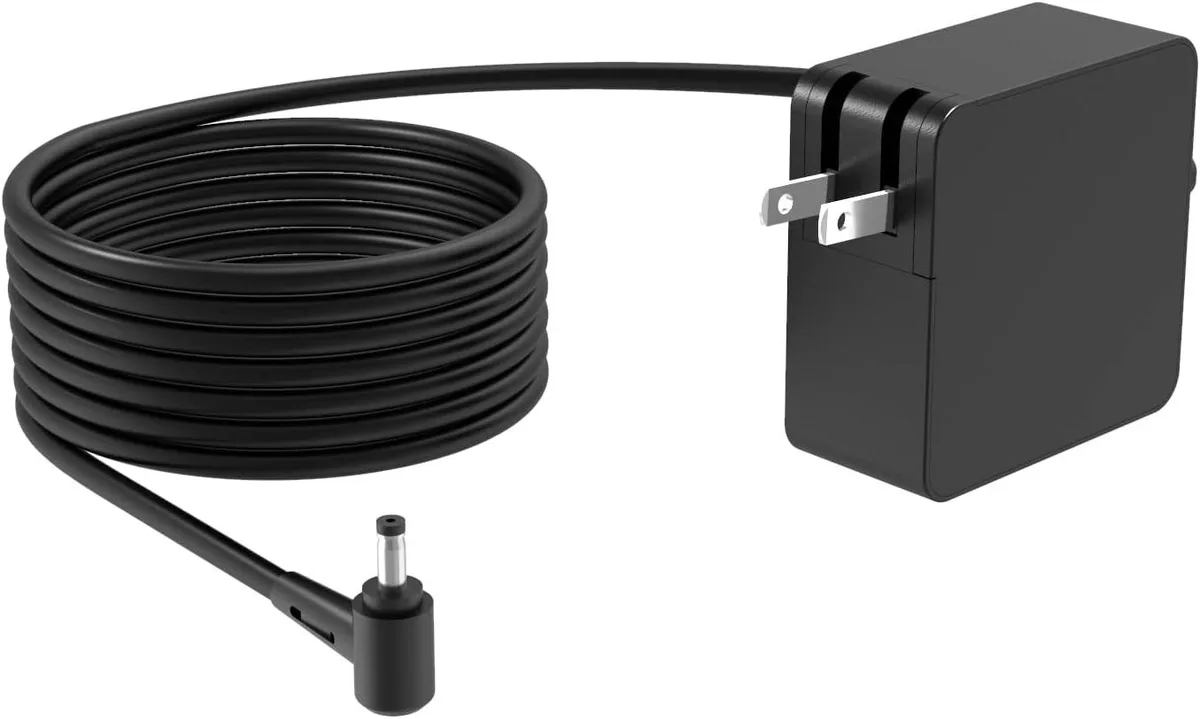 Rectangular black 45W power adapter with 7.5ft cord