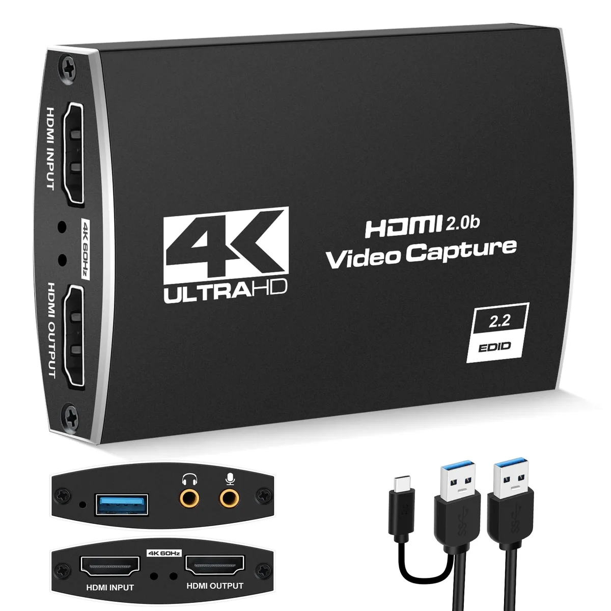 WRIARICH WRIARICH 1080P 60FPS USB 3.0 HDMI Capture Card with 3.5mm Mic & Loop-Out — product photo