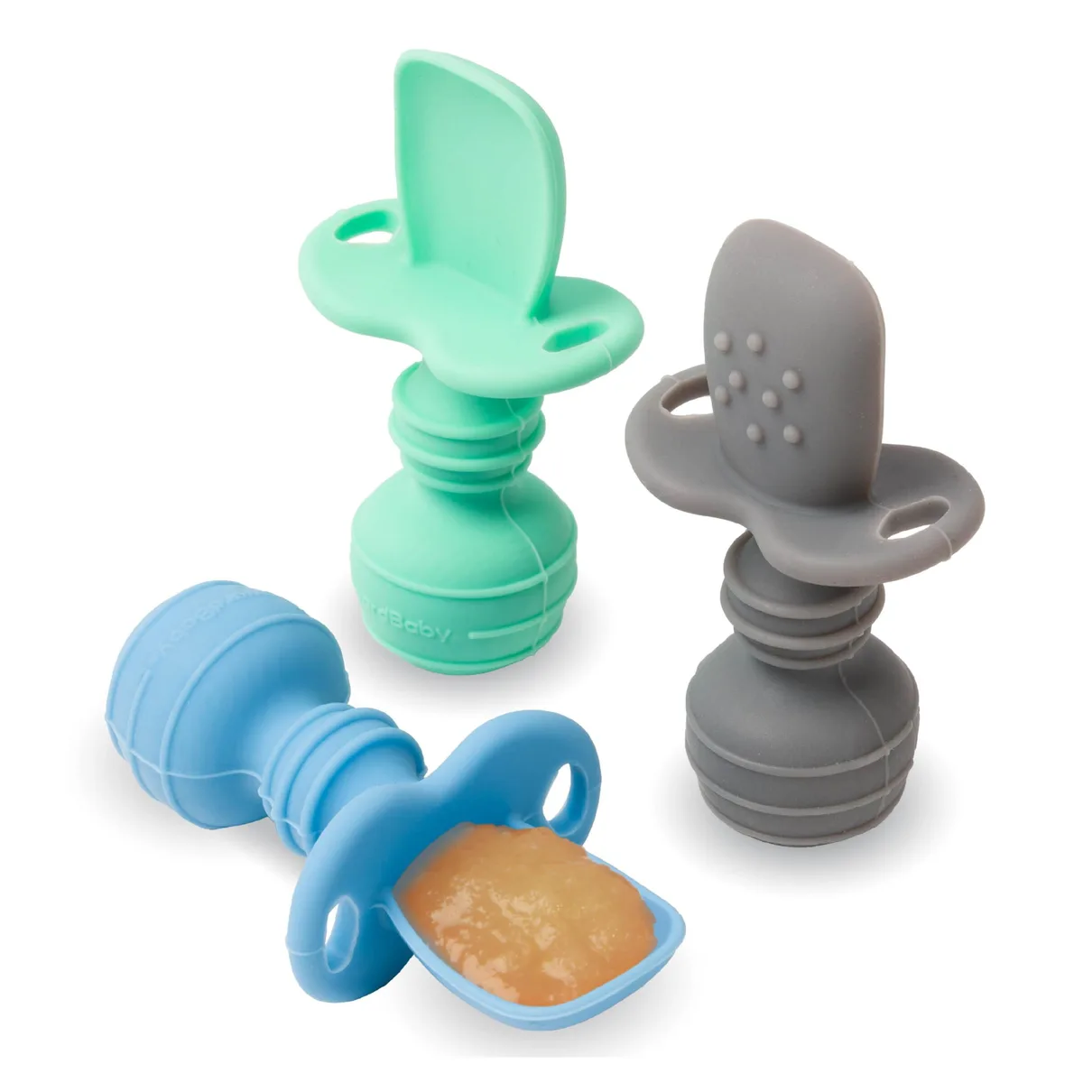 No Sew No Sew Baby Self-Feeding Spoons 3-Pack Blue Silicone — product photo
