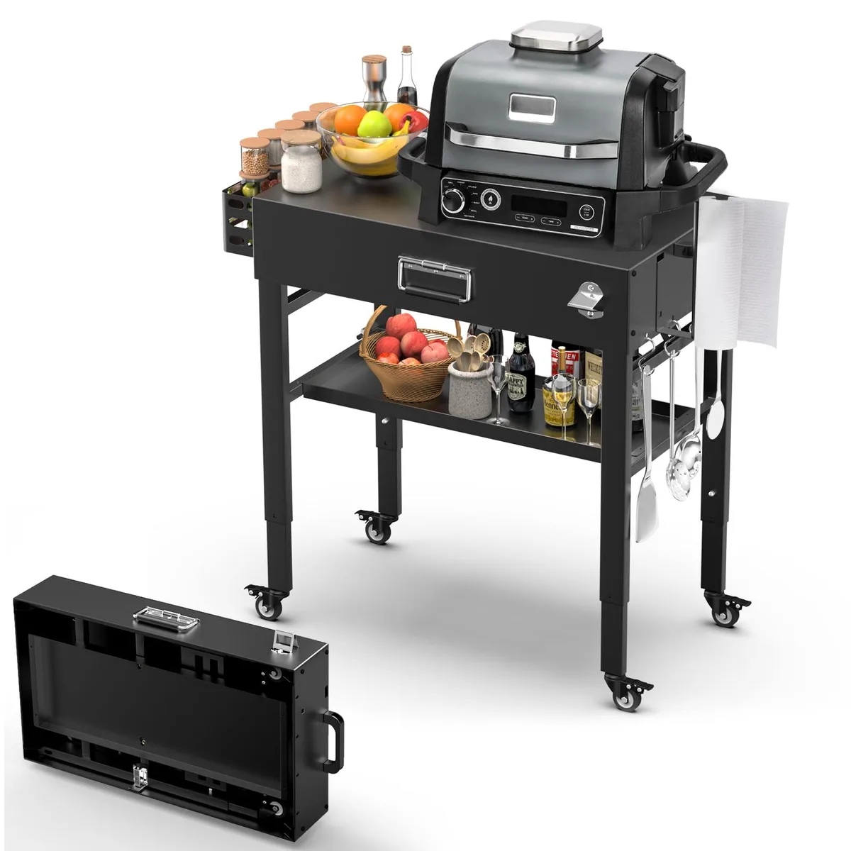  BBQMall Folding Camping Grill Stand 28" 34" Black — product photo