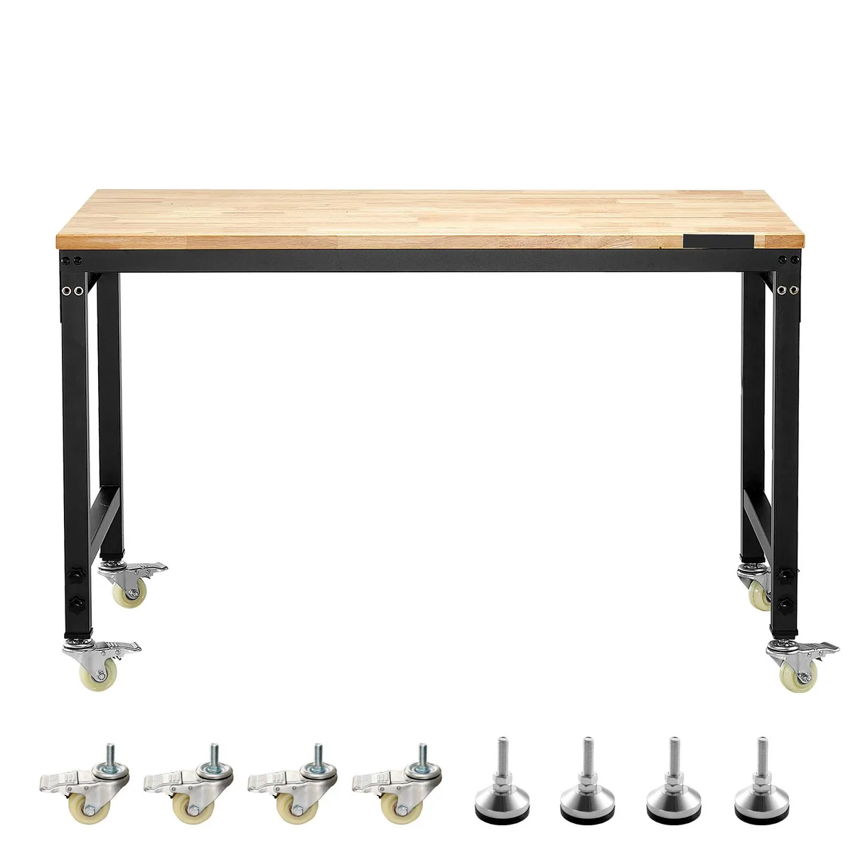 VEVOR VEVOR 48-Inch Adjustable Workbench Oak Top 2000 lbs Power Outlet Wheels Pegboard — product photo