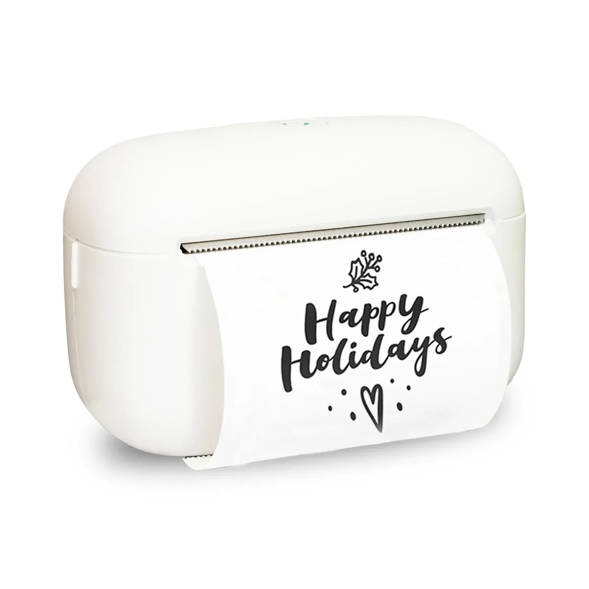 White rectangular label printer with rounded edges, 2.2 inch print width, USB port visible