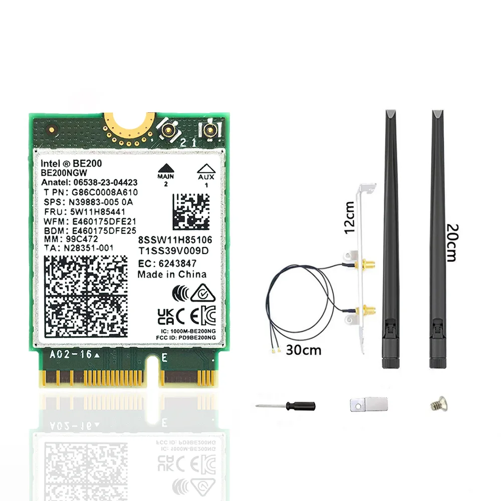 Corn Electronics Corn Electronics BE200NGW Wi-Fi 7 adapter, Bluetooth 5.4, tri-band 2.4/5/6 GHz, M.2 2230 E key, Intel only — product photo