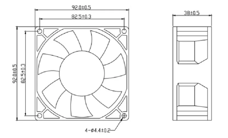 SXDOOL SXDOOL FFB0924SHE 92×92×38 mm 24 V 0.60 A 4400 RPM case fan — product photo