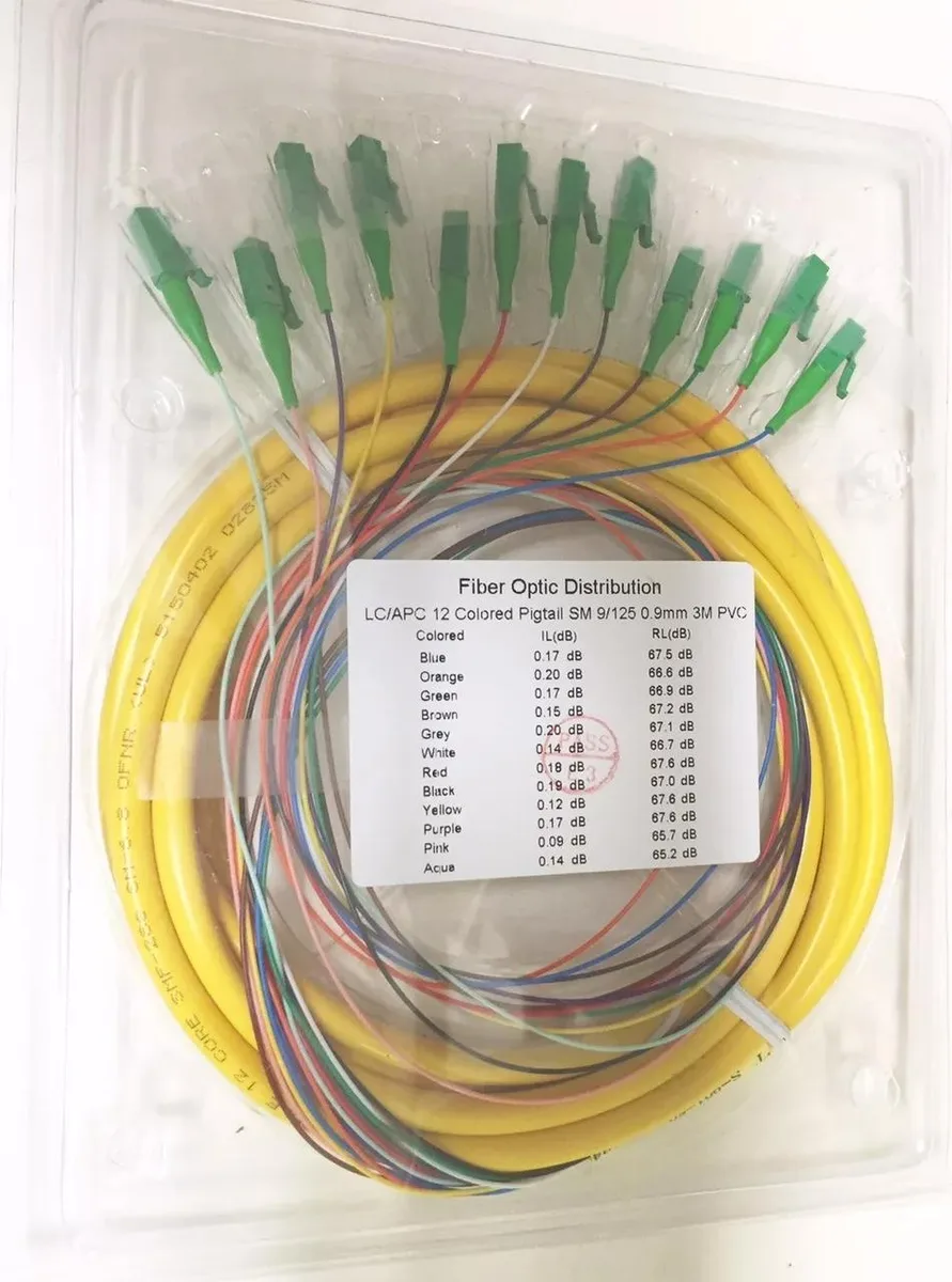 Other Electricities Other Electricities 12 Strand 9/125 Fiber Optic Pigtail 3m LC/APC SingleMode server rack — product photo