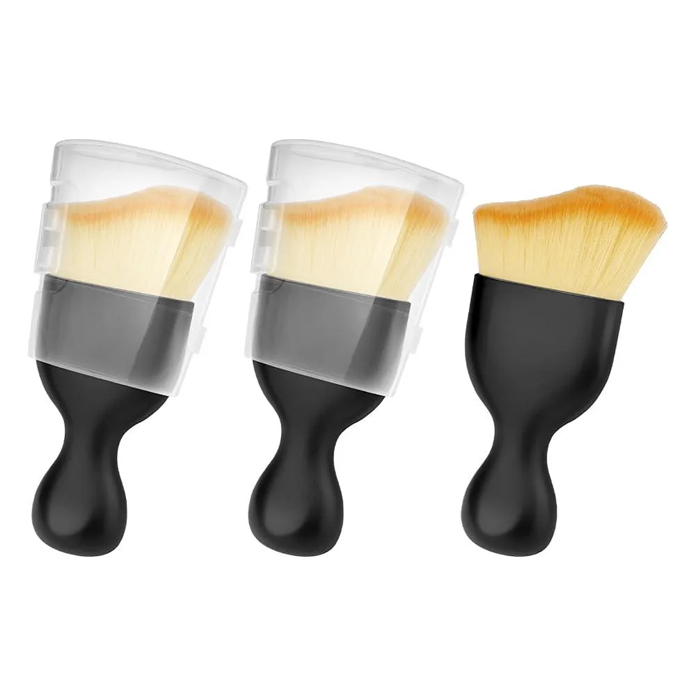 Three black car detailing brushes with curved handles and soft bristles