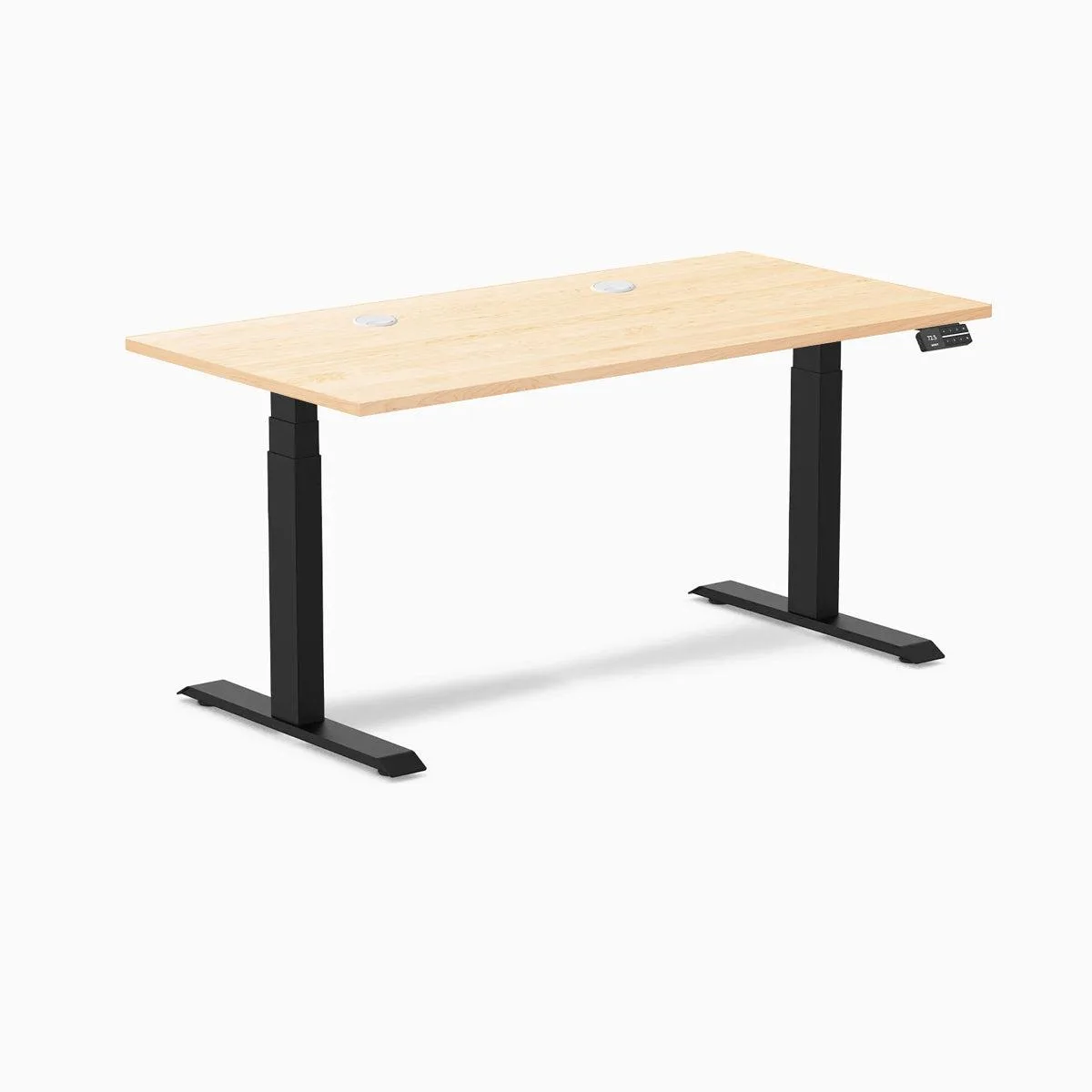 Desky Desky Dual Hardwood Sit Stand Desk Maple 60 x 30 in 140 kg Matte Black — product photo
