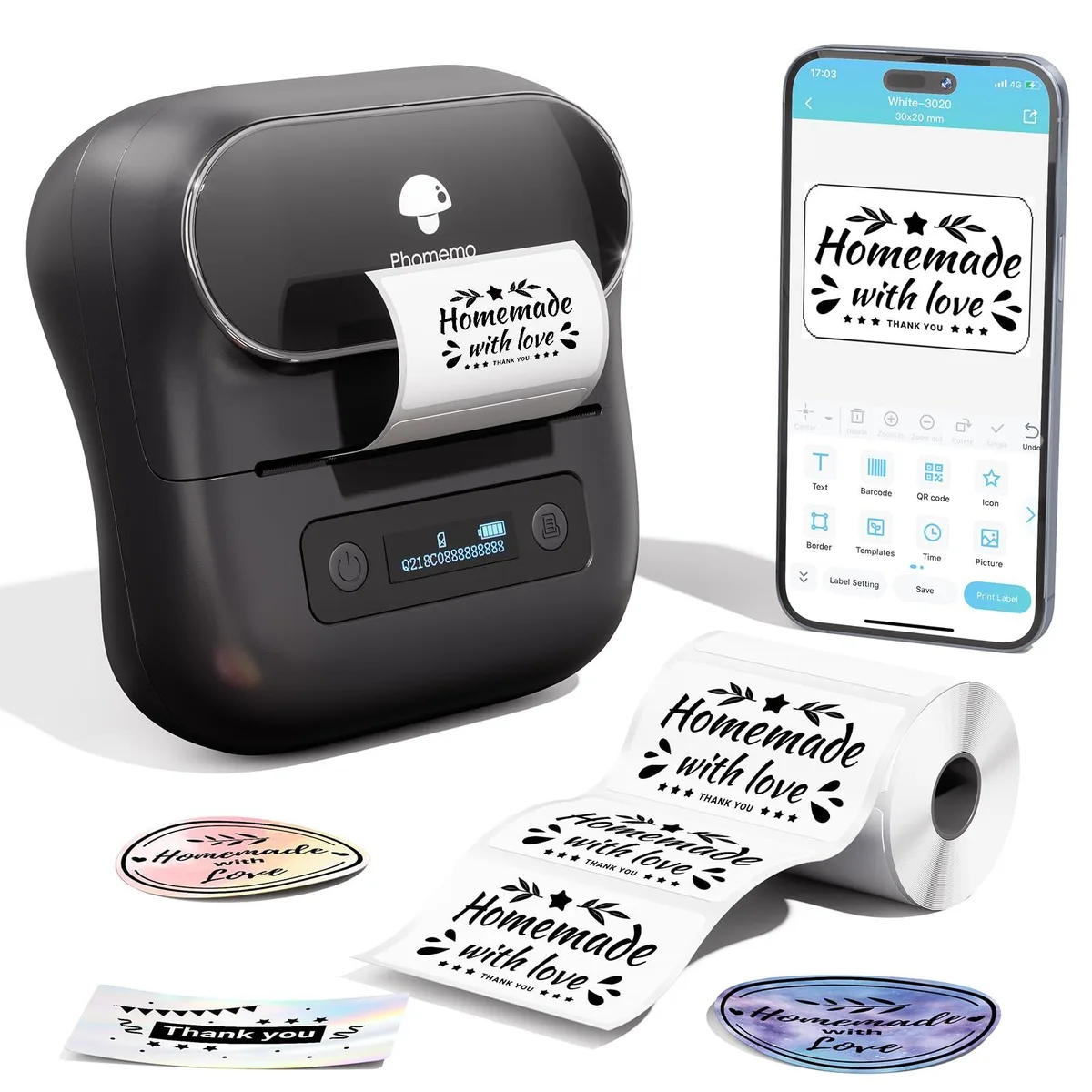 Honeywell M220 3.14in Direct Thermal Label Printer Bluetooth USB 64MB Flash 203 DPI 20-80mm Media — product photo