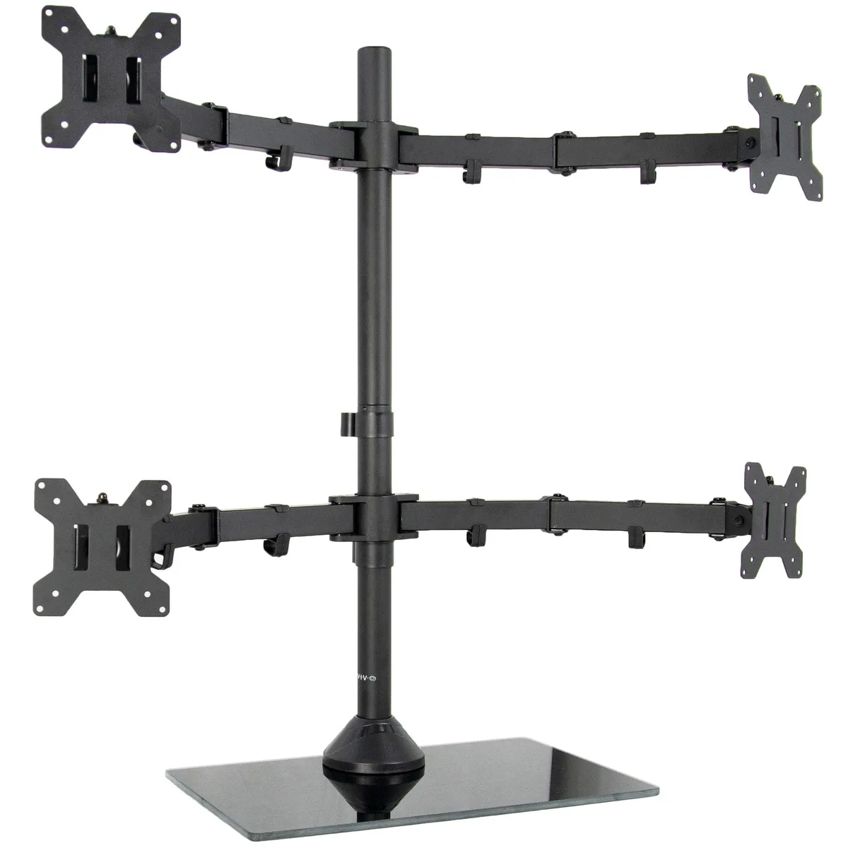 VIVO VIVO Quad Monitor Desk Stand Freestanding Glass Base 4 Screens 13-27" VESA 75x75 100x100mm — product photo