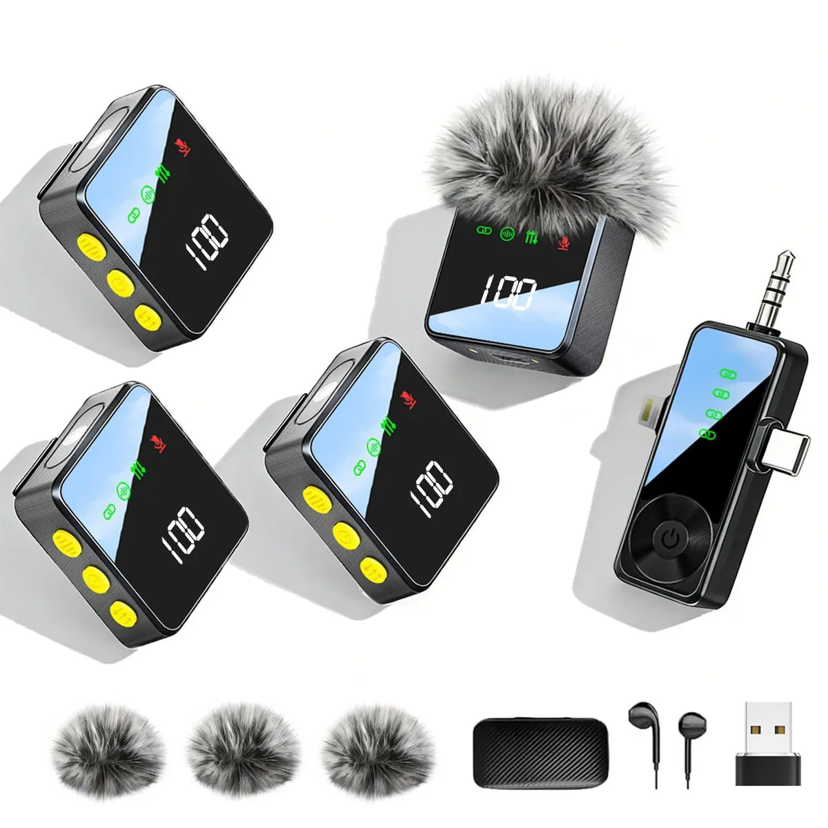 Gicorino H40 4-microphone wireless lavalier microphone — product photo