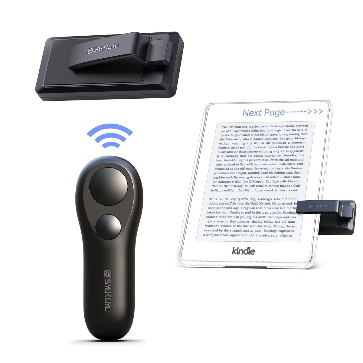RF Remote Control Page Turner for Kindle, iPad, Android (Black) — product photo