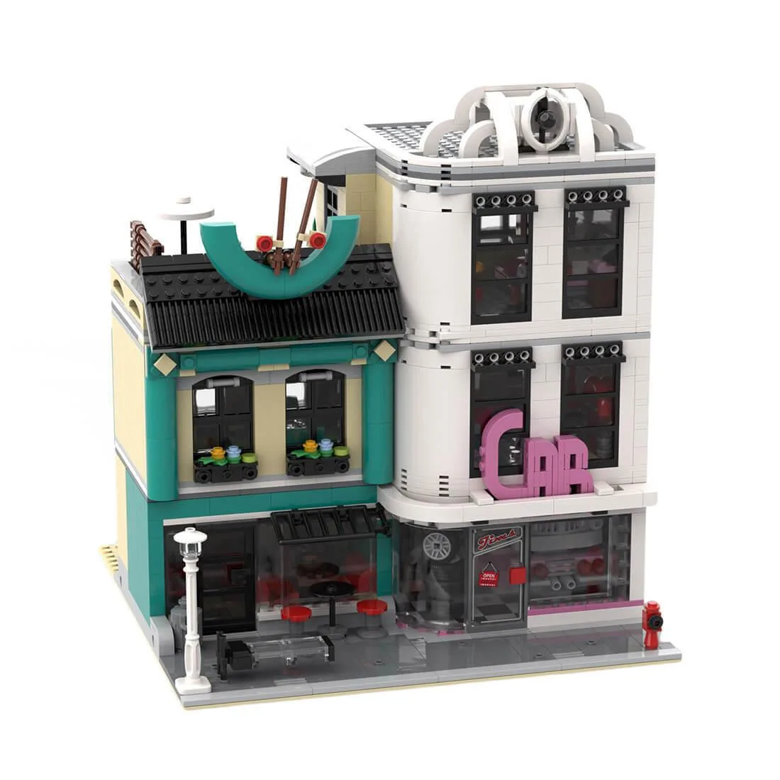 ZITIANYOUBUILD ZITIANYOUBUILD MOC-150133 Bistro &amp; Car Accessories Shop Model 2001PCS — product photo