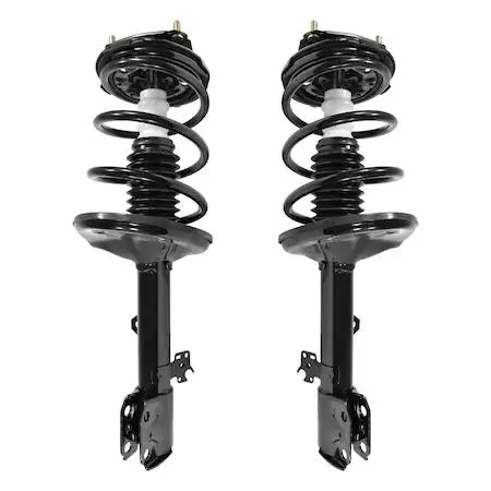 Pair of silver front complete strut assemblies with coil springs and top mounts