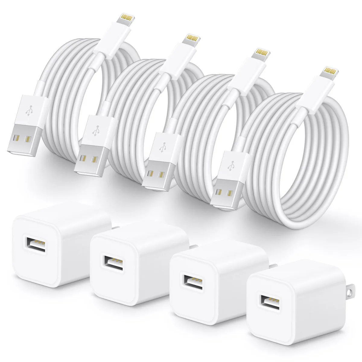 GE K01 USB-A to Lightning phone cable 6 ft 480 Mbps 4-pack — product photo