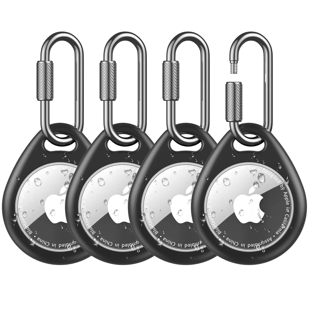 AirTag Holder 4 Pack Keychain with Carabiner TPU Case — product photo